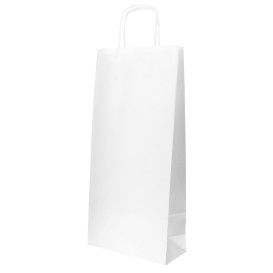 Paper Bottle Bag with Handles White 18+8x39cm (300 Units)