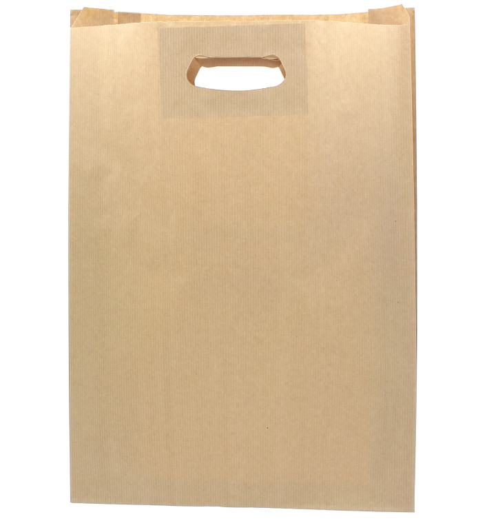 Paper Bag with Handles Kraft Die Cut 31+8x42cm (250 Units) Paper Bag with Handles Kraft Die Cut 31+8x42cm (250 Units)