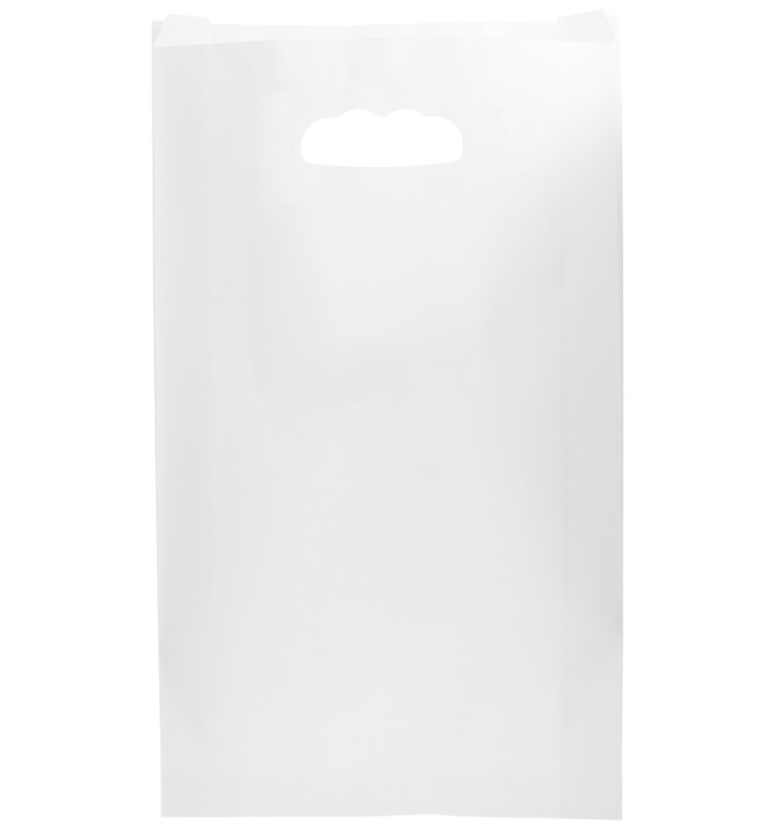 Paper Bag with Handles Kraft Die Cut White 24+7x37cm (250 Units) Paper Bag with Handles Kraft Die Cut White 24+7x37cm (250 Units)