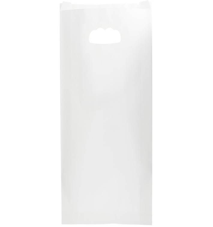 Paper Bag with Handles Kraft Die Cut White 18+6x32cm (500 Units) Paper Bag with Handles Kraft Die Cut White 18+6x32cm (500 Units)