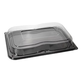 Plastic Tray with Lid Black 35x24cm (15 Uds)