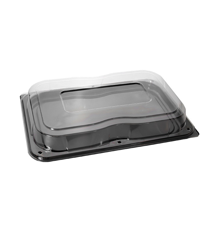 Plastic Tray with Lid Black 35x24cm (5 Units) Plastic Tray with Lid Black 35x24cm (5 Units)
