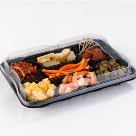 Plastic Tray Black with Lid 7C 35x24cm (5 Units) 