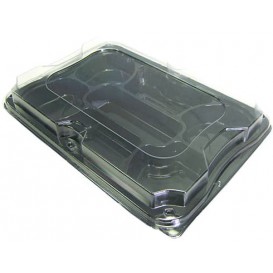 Plastic Tray Black with Lid 7C 35x24cm (5 Units) 