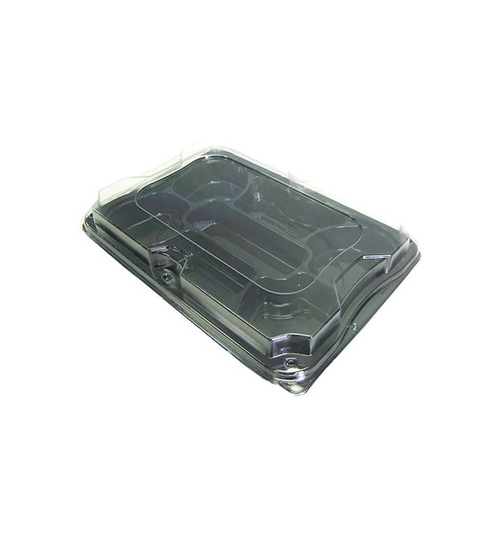Plastic Tray Black with Lid 7C 35x24cm (5 Units) 