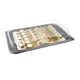 Plastic Platter with Lid Black 46x30cm (5 Units) 