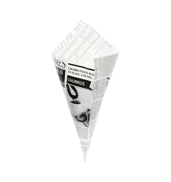 Paper Food Cone Grease-Proof "Times" 42cm 600g (250 Units)