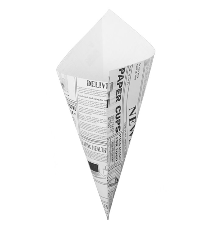 Paper Food Cone Grease-Proof "Times" 24cm 100g (250 Units) Paper Food Cone Grease-Proof "Times" 24cm 100g (250 Units)