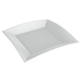 Sugarcane Plate Square shape "Nice" White 18x18 cm (50 Units) 