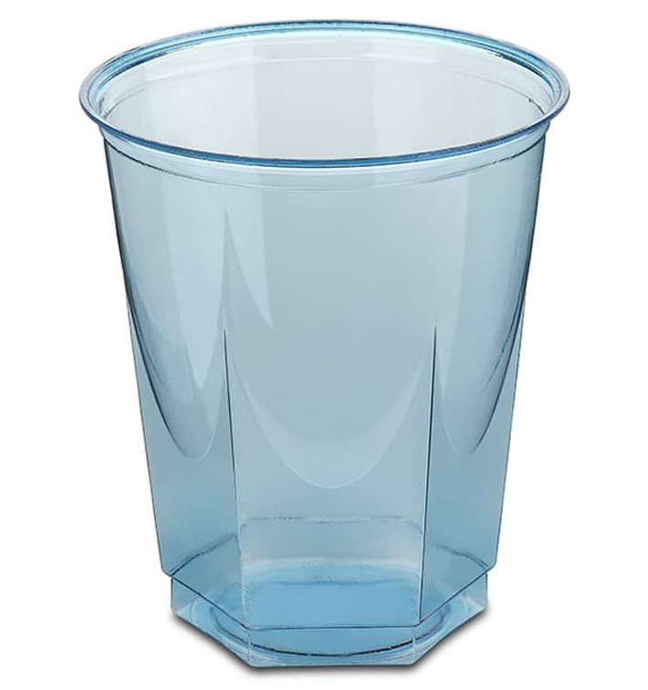 Plastic Cup PS Crystal Hexagonal shape Turquoise 250ml (250 Units) Plastic Cup PS Crystal Hexagonal shape Turquoise 250ml (250 Units)