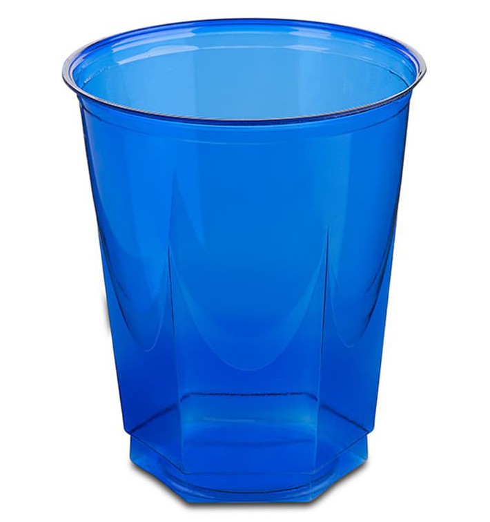 Plastic Cup PS Crystal Hexagonal shape Blue 250ml (250 Units)