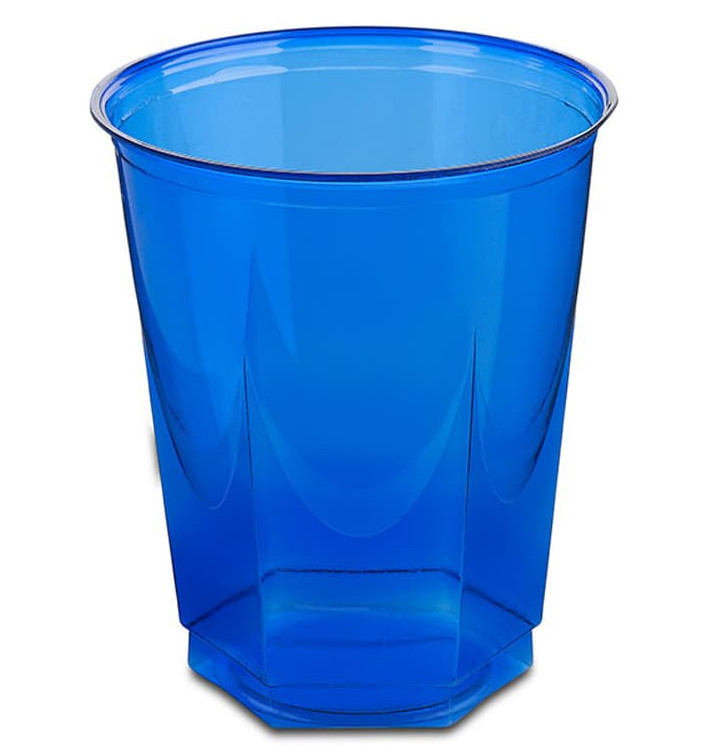 Plastic Cup PS Crystal Hexagonal shape Blue 250ml (10 Units) Plastic Cup PS Crystal Hexagonal shape Blue 250ml (10 Units)