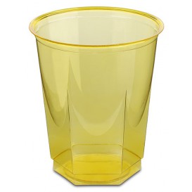Plastic Cup PS Crystal Hexagonal shape Yellow 250ml (250 Units)