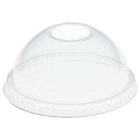 Plastic Dome Lid with Hole PET Crystal Ø8,3cm (1000 Units)