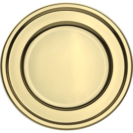 Plastic Plate PET Round shape Gold Ø23 cm (6 Units) 