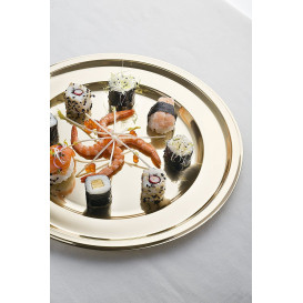 Plastic Plate PET Round shape Gold Ø18,5 cm (6 Units) 