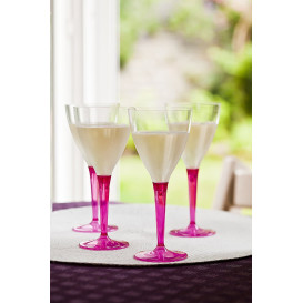 Plastic Stemmed Glass Wine Raspberry 130ml (60 Units)