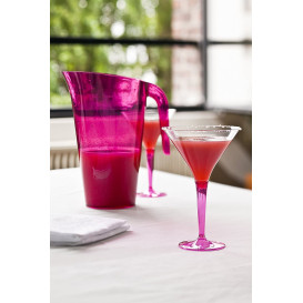 Plastic Stemmed Glass Cocktail Raspberry 100 ml (48 Units)
