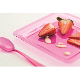 Plastic Plate Square shape Extra Rigid Raspberry 18x18cm (108 Units)