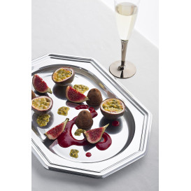 Plastic Platter Octogonal Shape Silver 55X38 cm (5 Units) 