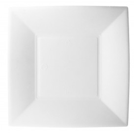 Sugarcane Plate Square shape "Nice" White 18x18 cm (50 Units) 