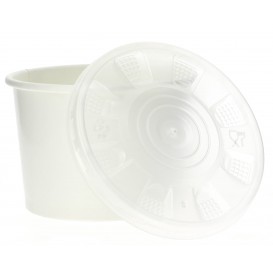 Paper Container with Plastic Lid White PP 250ml (50 Units) 