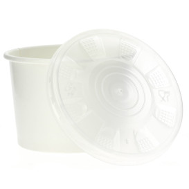 Paper Container with Plastic Lid White PP 250ml (50 Units) 