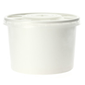 Paper Container with Plastic Lid White PP 250ml (50 Units) 