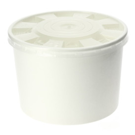 Paper Container with Plastic Lid White PP 250ml (50 Units) 