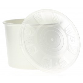 Paper Container with Plastic Lid White PP 350ml (250 Units)