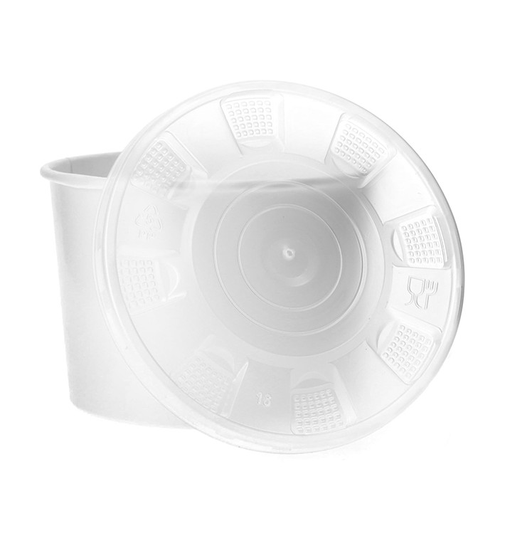 Paper Container with Plastic Lid White PP 488ml (25 Units) Paper Container with Plastic Lid White PP 488ml (25 Units)