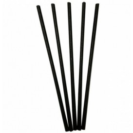 Paper Straw Straight Black Ø0,6cm 20cm (100 Units)