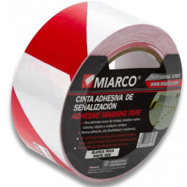 Adhesive Safety Tape Roll White/Red 5cmx33m (1 Unit)
