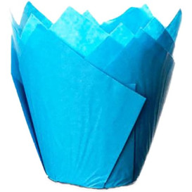 Cupcake Liner Tulip shape Blue Ø5x5/8cm (125 Units)  