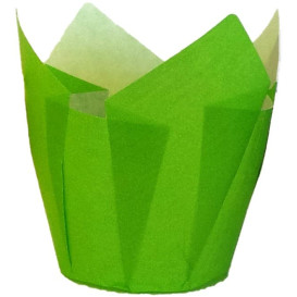 Cupcake Liner Tulip shape Green Ø5x5/8cm (125 Units) 