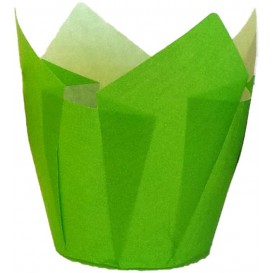 Cupcake Liner Tulip shape Green Ø5x4,2/7,2cm (135 Units) 