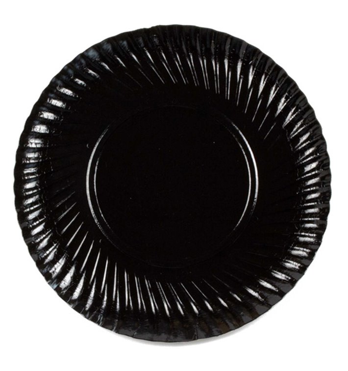 Paper Plate Round Shape Black 25cm (500 Units)