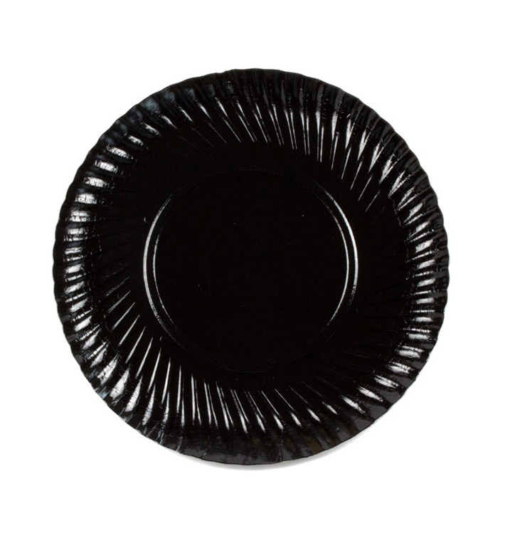 Paper Plate Round Shape Black 25cm (500 Units)