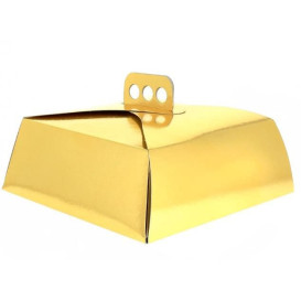 Paper Cake Box Square Shape Gold 32,5x32,5x10cm (100 Units)