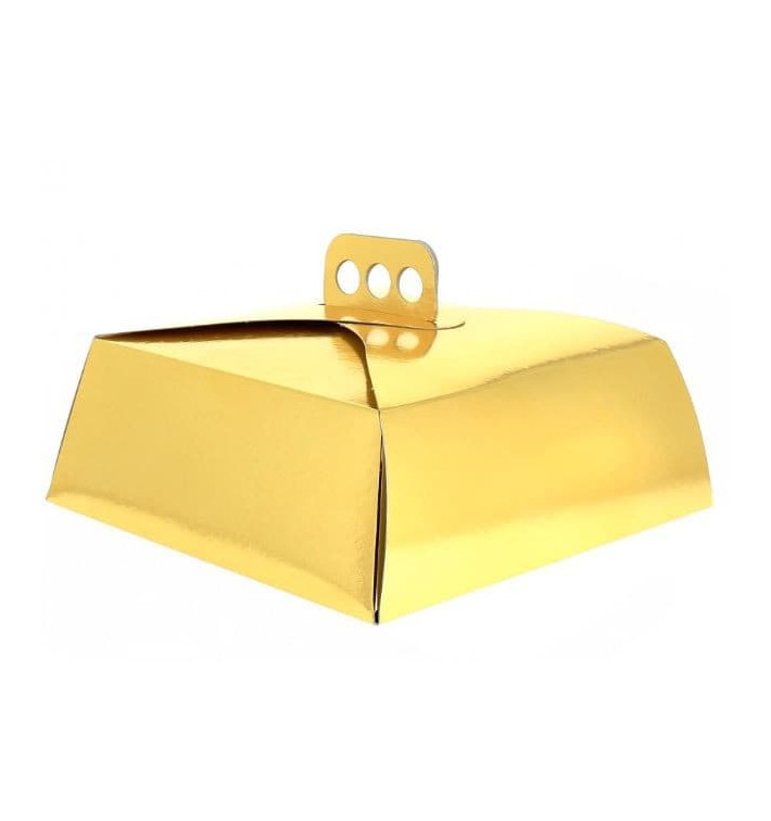 Paper Cake Box Square Shape Gold 24,5x24,5x10cm (100 Units)