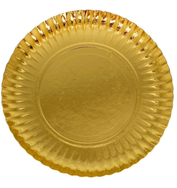 Paper Plate Round Shape Gold 21cm (800 Units)