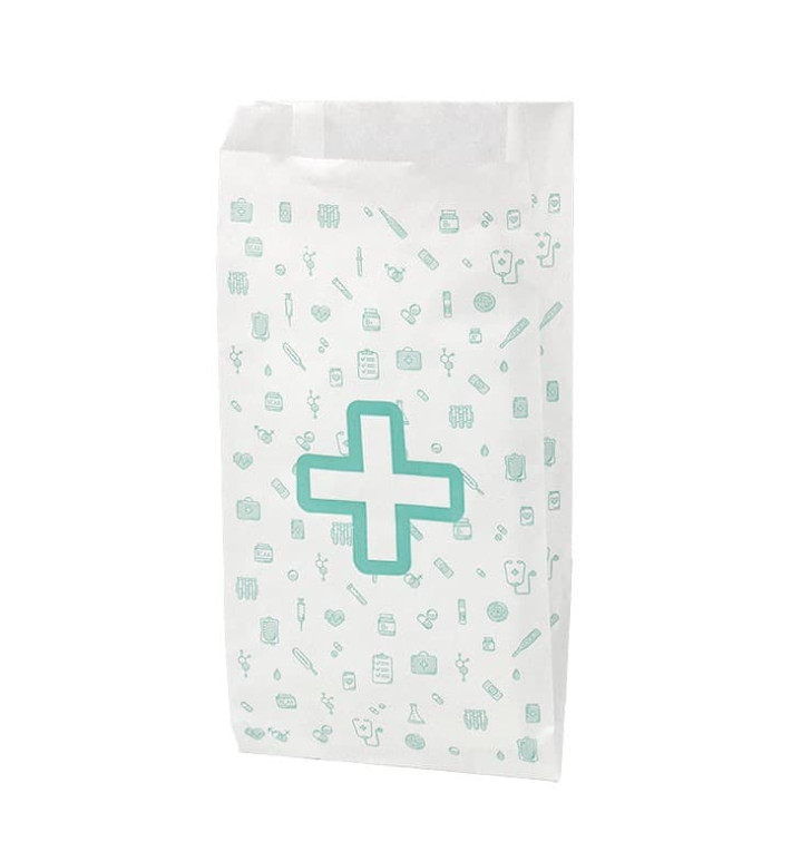 Paper Bag Pharmacy White 14+7x24cm (125 Units) 