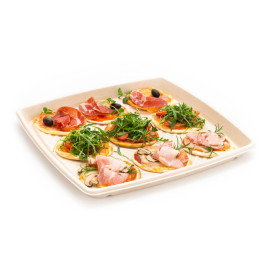 Sugarcane Tray Square Shape Natural 40x40cm (5 Units) 