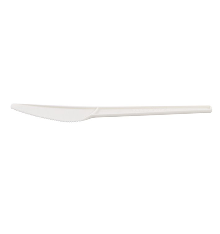 Cornstarch Knife Biodegradable CPLA White 16cm (50 Units) 