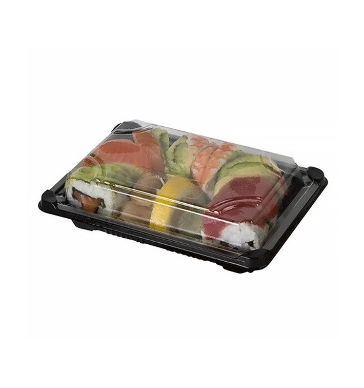 Sushi Tray And Lid Pla Black 13 0x18 Cm 100 Units Sushi Tray And Lid Pla Black 13 0x18 Cm 100 Units
