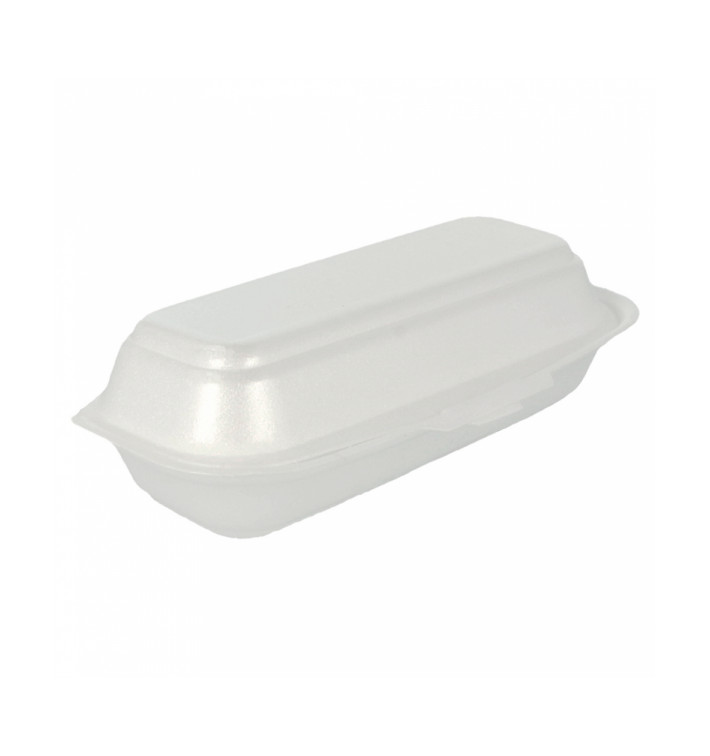 Foam Hot Dog Container White 2,10x1,05x0,64cm (500 Units) Foam Hot Dog Container White 2,10x1,05x0,64cm (500 Units)