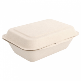 Sugarcane Hinged Container "Menu Box" 13,6x18,2x6,4cm (1000 Units)