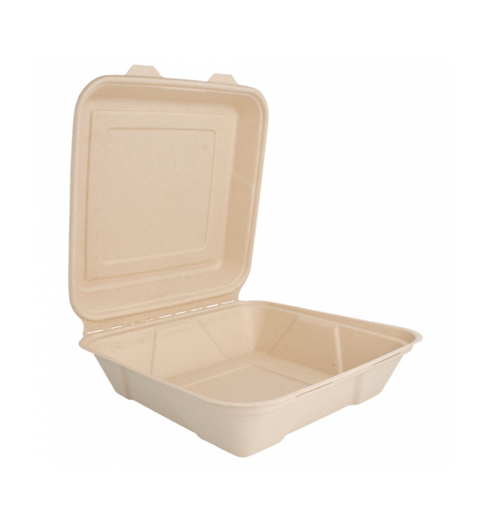 Sugarcane Hinged Container "Menu Box" 22,5x22,5x7,5cm (50 Units) Sugarcane Hinged Container "Menu Box" 22,5x22,5x7,5cm (50 Units)