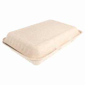 Sugarcane Hinged Container "Natural" 33,5x23x7,5cm (150 Units)