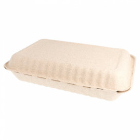 Sugarcane Hinged Container "Natural" 33,5x23x7,5cm (150 Units)
